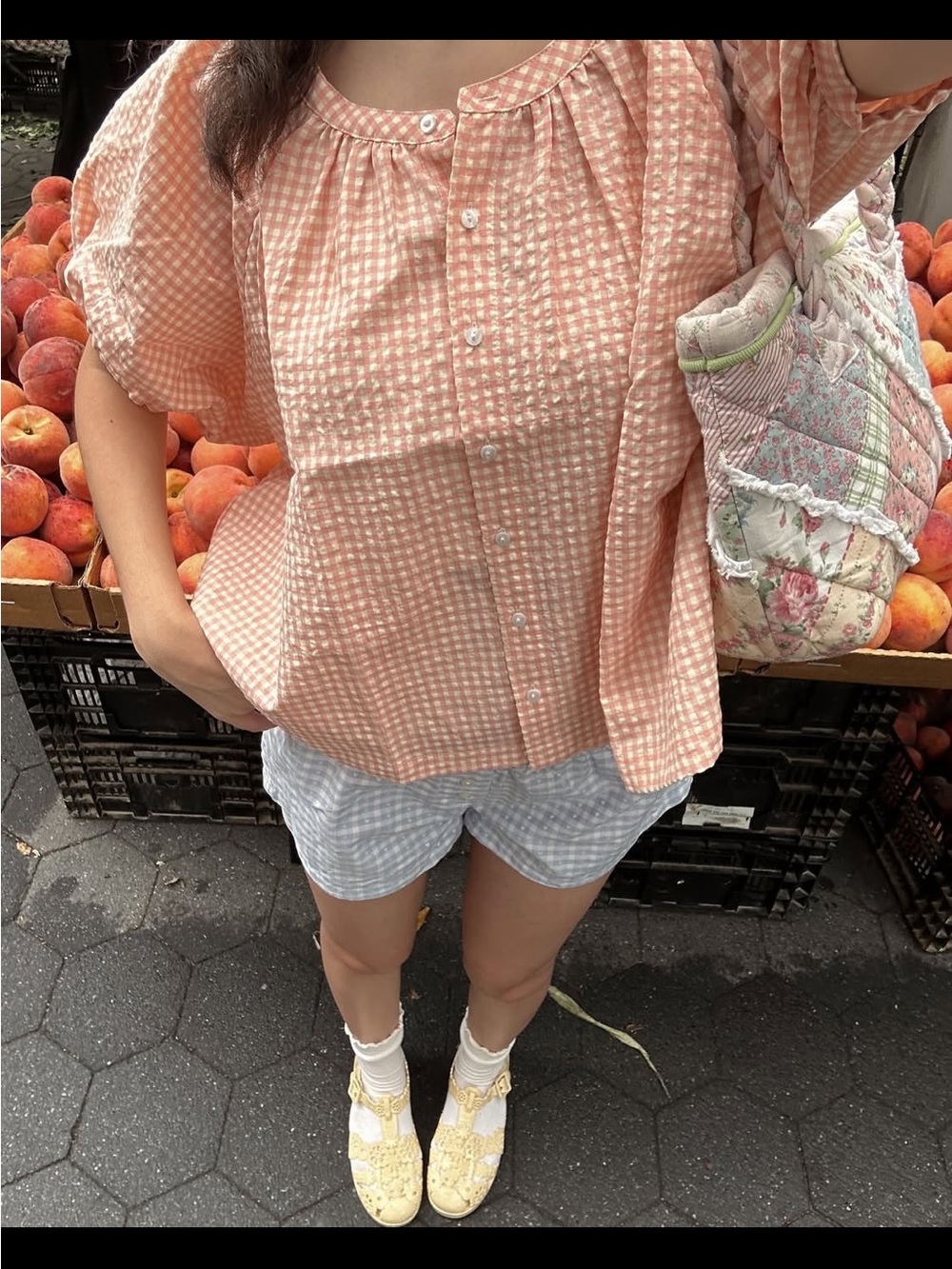 Rumored Peach Gingham Women’s top